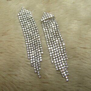 Vintage sterling silver crystal waterfall earrings